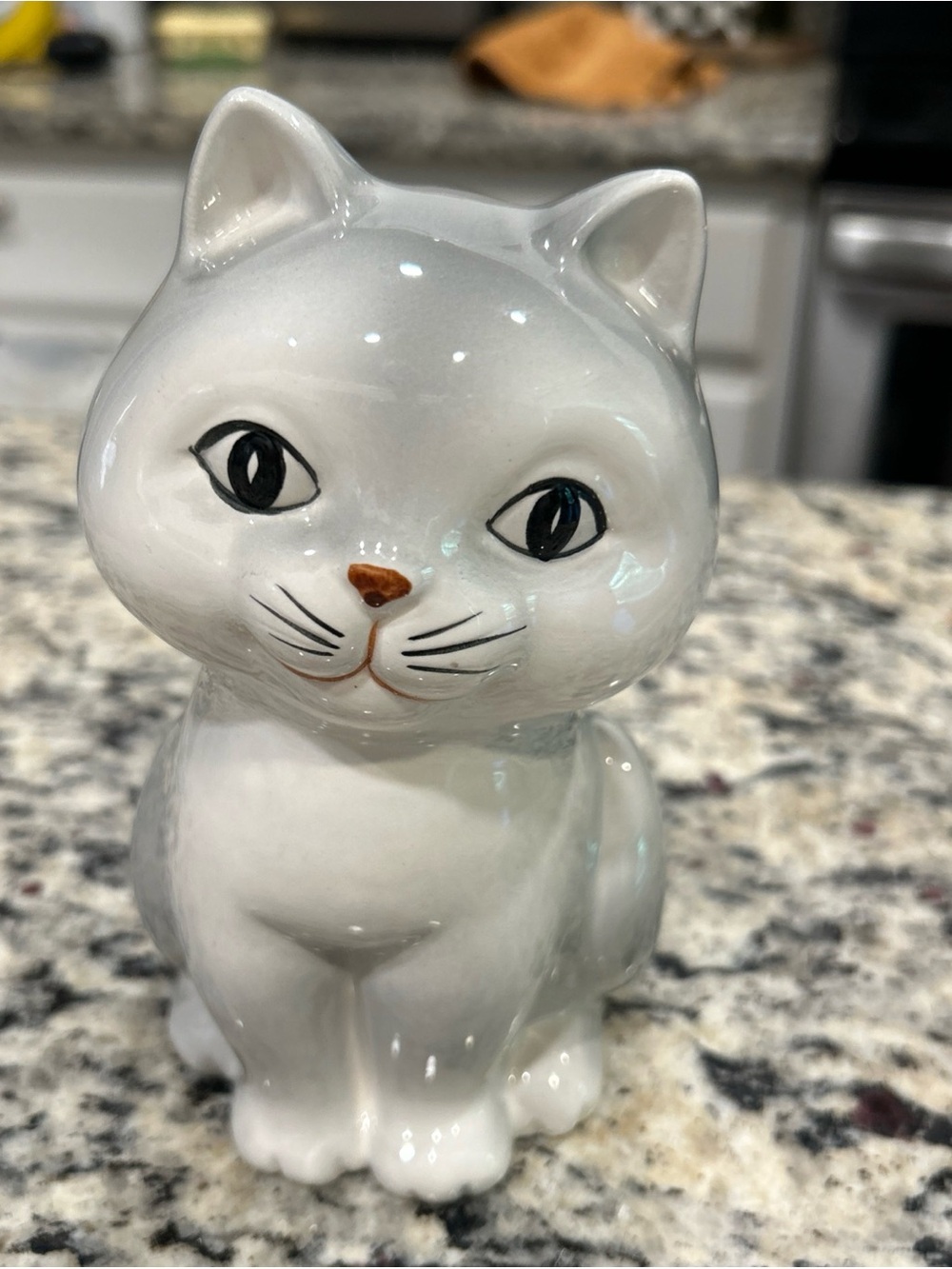 Vintage Grey Cat Kitten Figurine Bank Otagiri 1980 Japan 6” tall